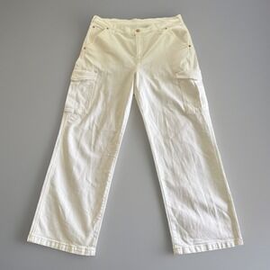 GAP Women's, 90s Loose Cargo Jeans, Mid-Rise, Cream/White Colored, Sz 33/16